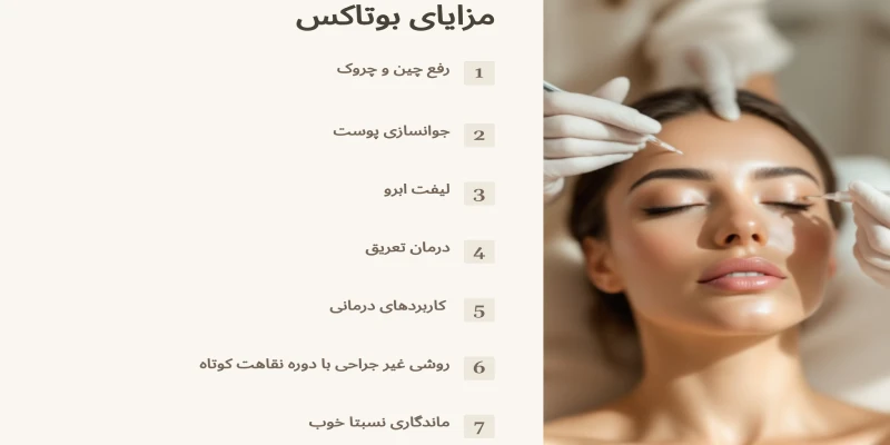 اینفوگرافیک مزایای بوتاکس در قم